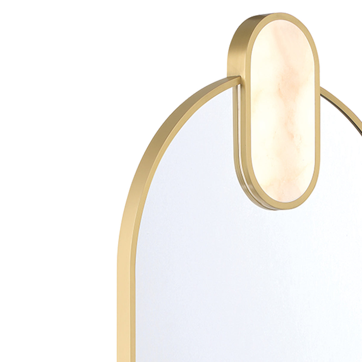 Palmer Large LED Oval Mirror 21" x 45", Satin Brass and Alabaster