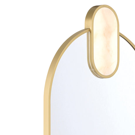 Palmer Large LED Oval Mirror 21" x 45", Satin Brass and Alabaster