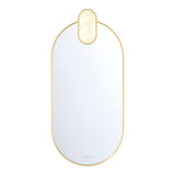Palmer Large LED Oval Mirror 21" x 45", Satin Brass and Alabaster