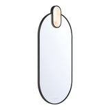 Palmer Large LED Oval Mirror 21" x 45", Matte Black and Alabaster
