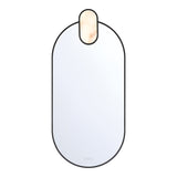Palmer Large LED Oval Mirror 21" x 45", Matte Black and Alabaster