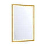 Norma Medium LED Rectangular Mirror 24" x 36", Brushed Brass