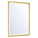 Norma Large LED Rectangular Mirror 30" x 42", Brushed Brass