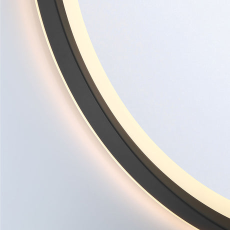 Norma Medium LED Round Mirror 32" x 32", Brushed Black