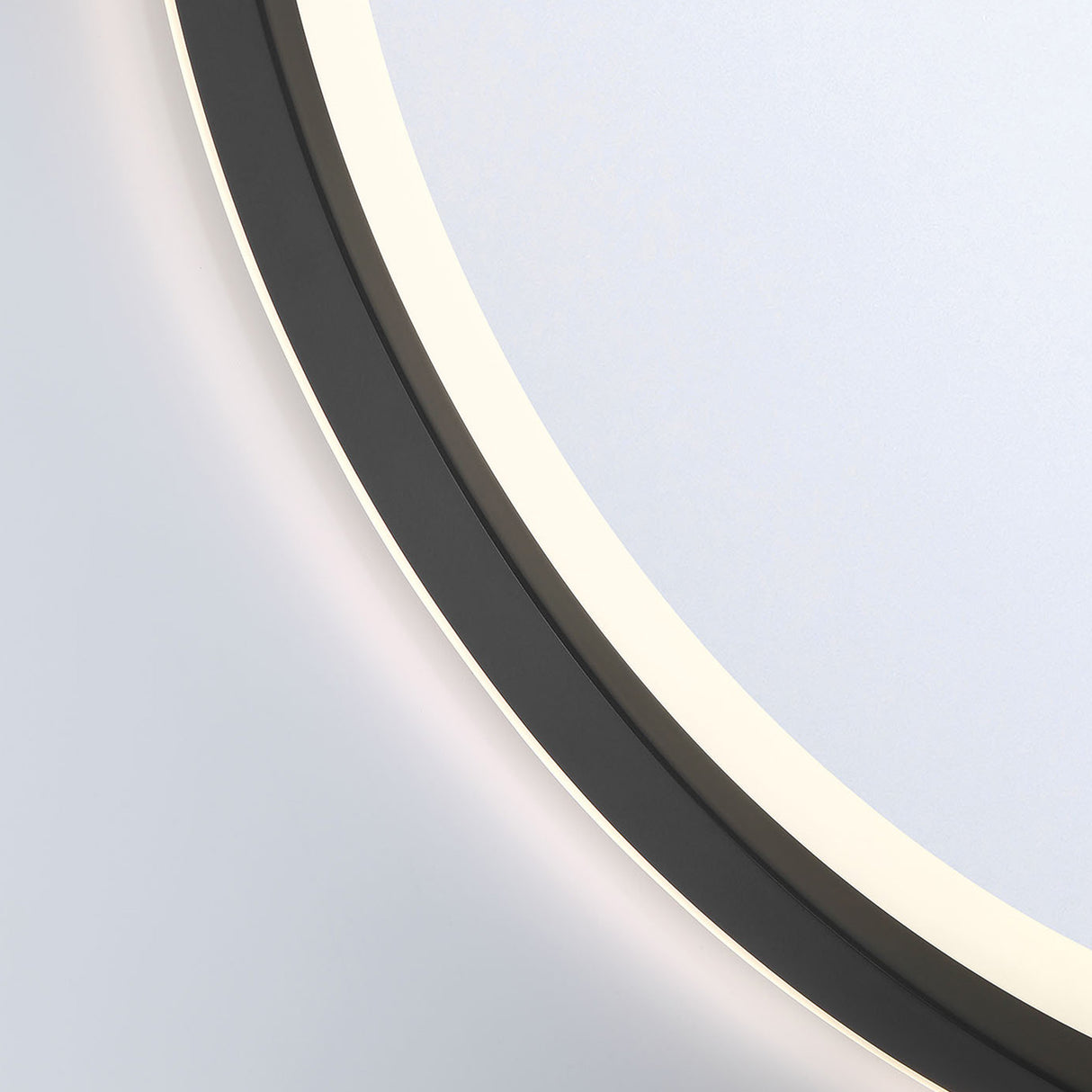 Norma Medium LED Round Mirror 32" x 32", Brushed Black