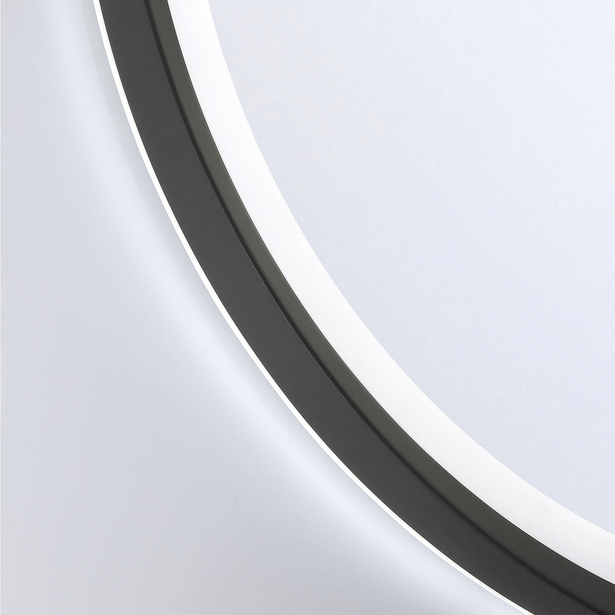 Norma Medium LED Round Mirror 32" x 32", Brushed Black