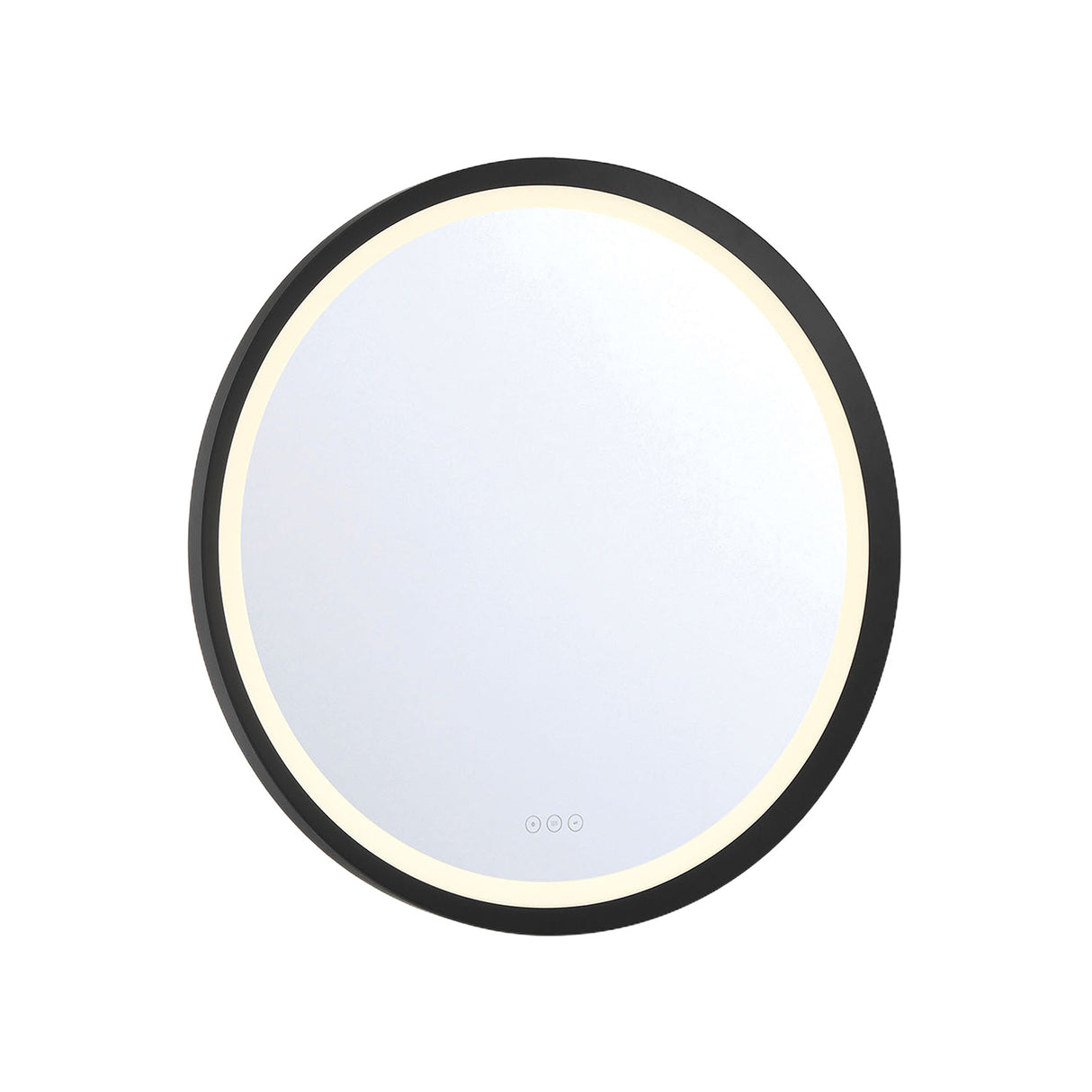Norma Medium LED Round Mirror 32" x 32", Brushed Black
