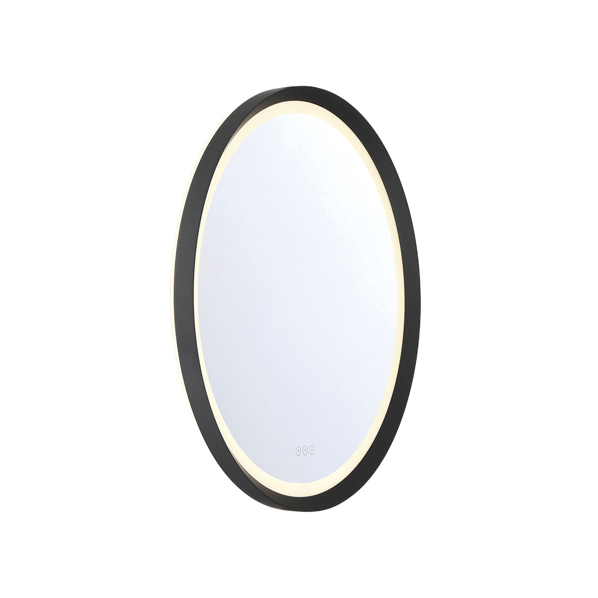 Norma Medium LED Round Mirror 32" x 32", Brushed Black