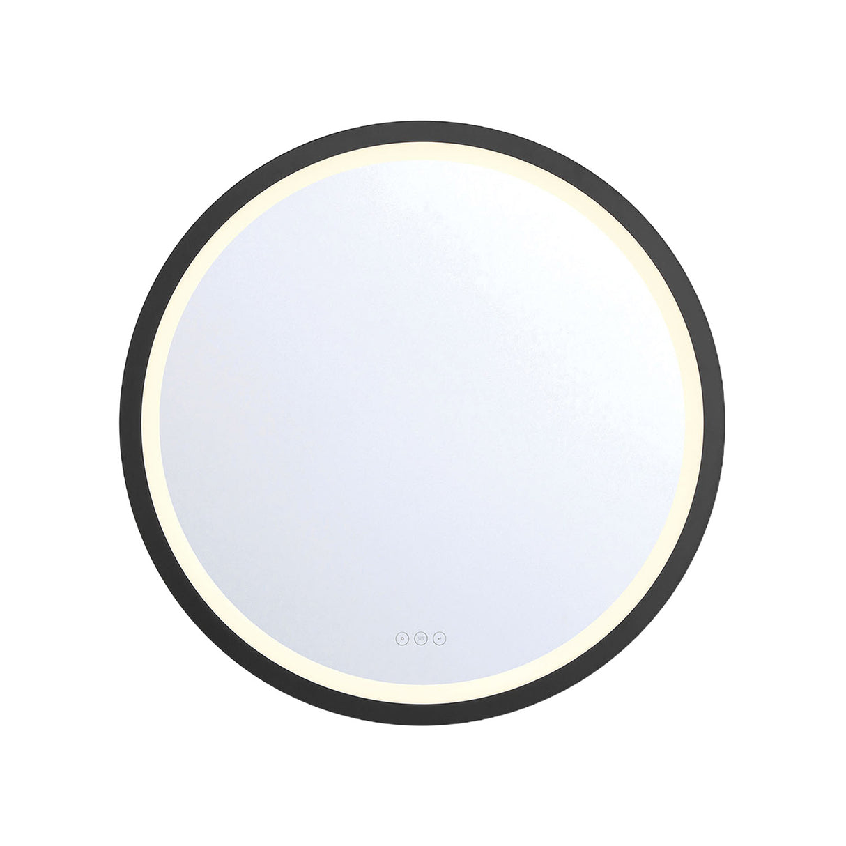 Norma Medium LED Round Mirror 32" x 32", Brushed Black
