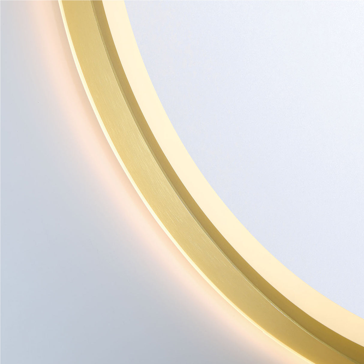 Norma Medium LED Round Mirror 32" x 32", Brushed Brass