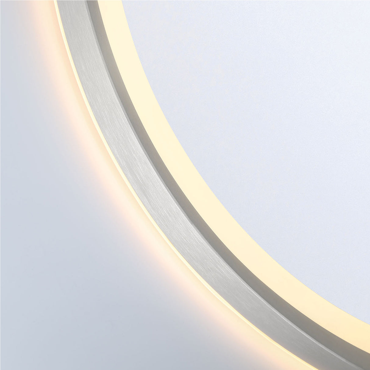 Norma Large LED Round Mirror 42" x 42", Brushed Nickel