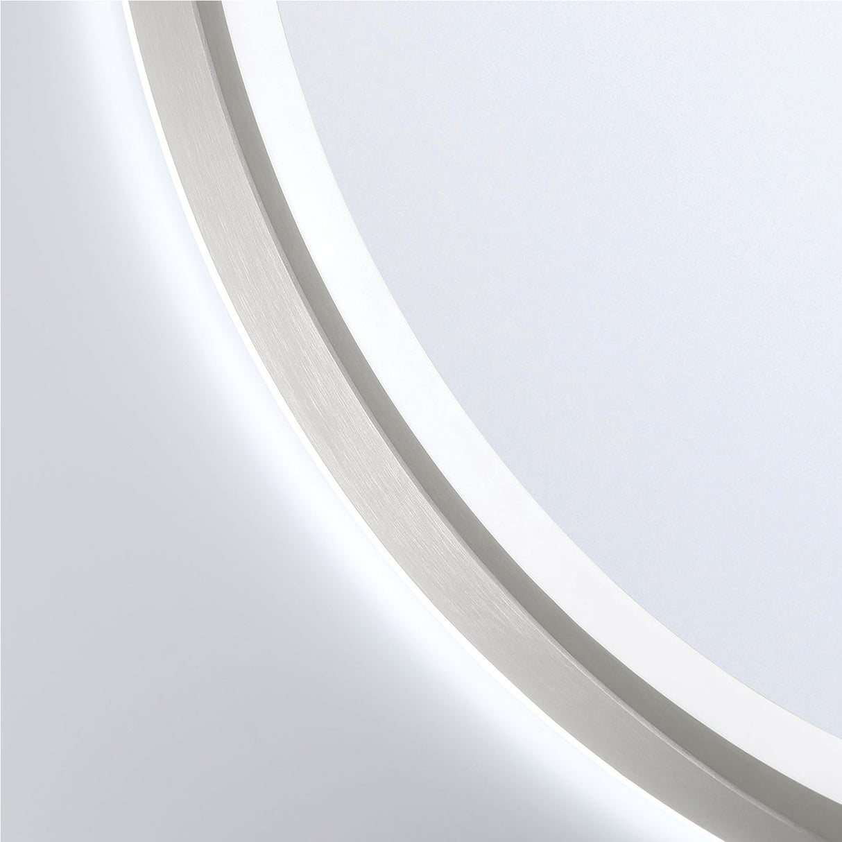 Norma Large LED Round Mirror 42" x 42", Brushed Nickel
