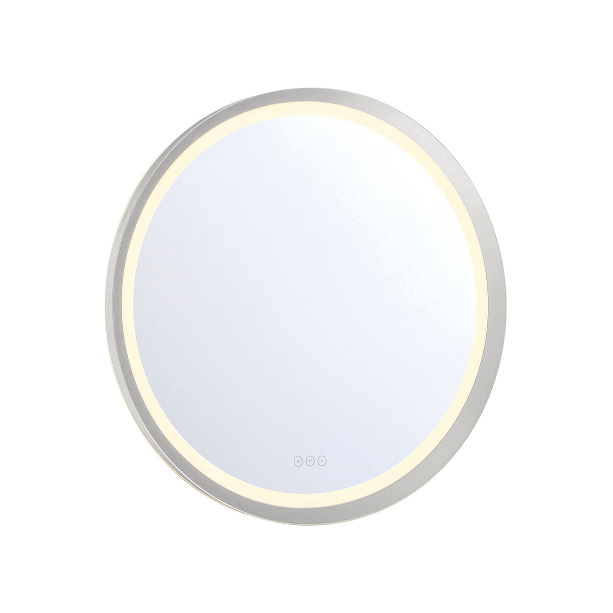Norma Medium LED Round Mirror 32" x 32", Brushed Nickel