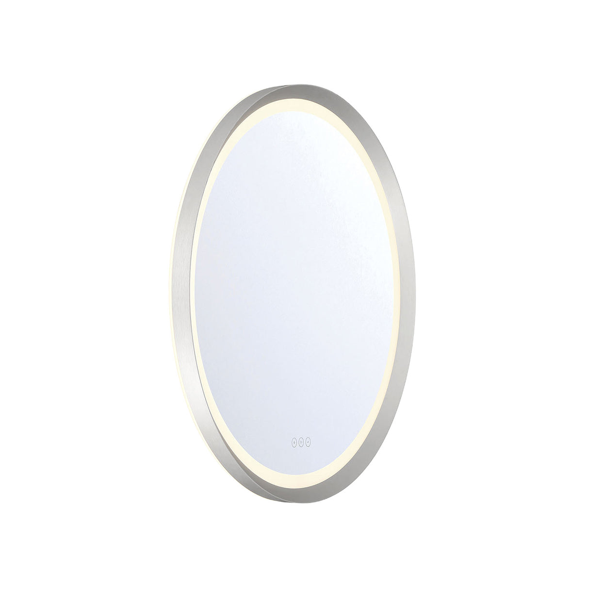 Norma Medium LED Round Mirror 32" x 32", Brushed Nickel