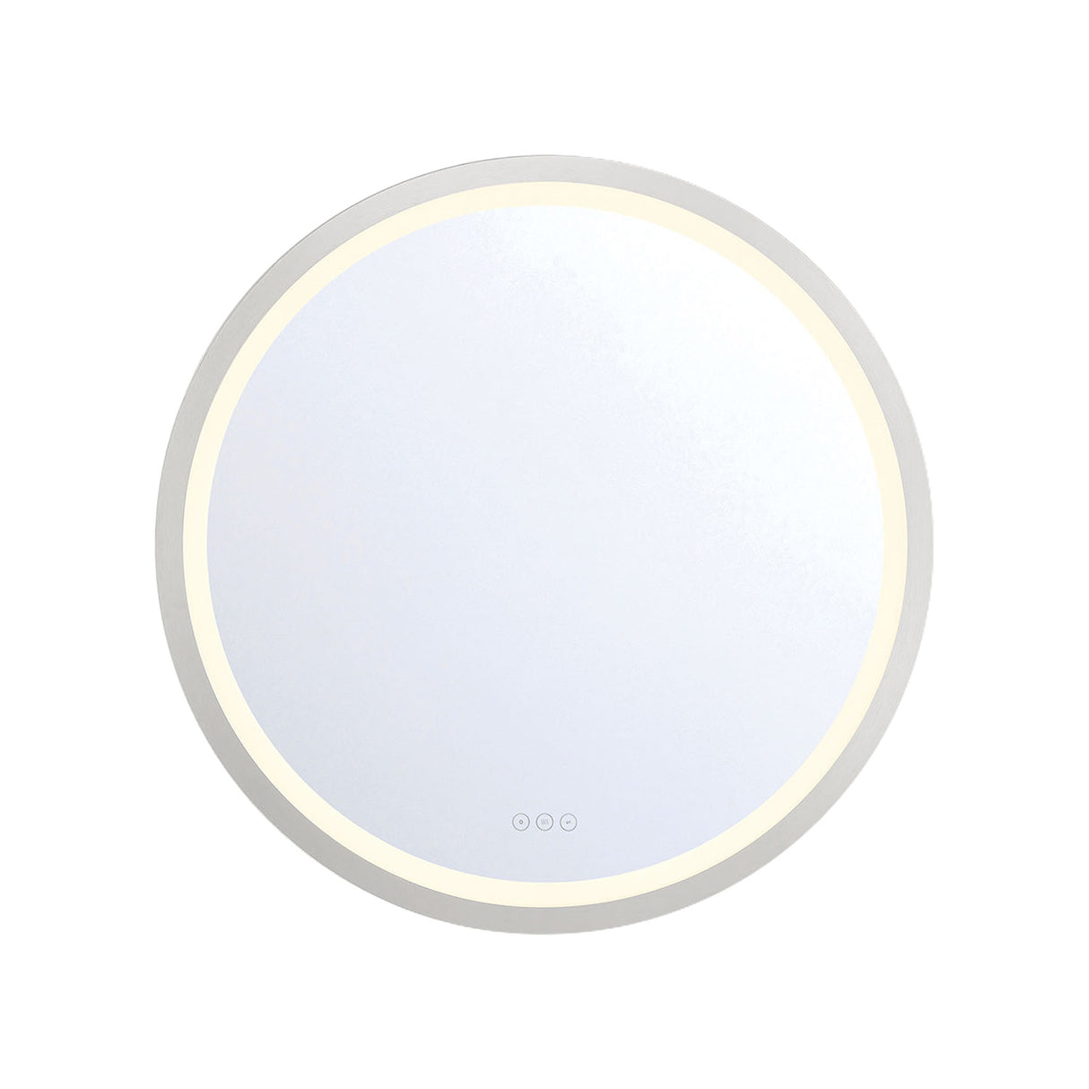 Norma Medium LED Round Mirror 32" x 32", Brushed Nickel