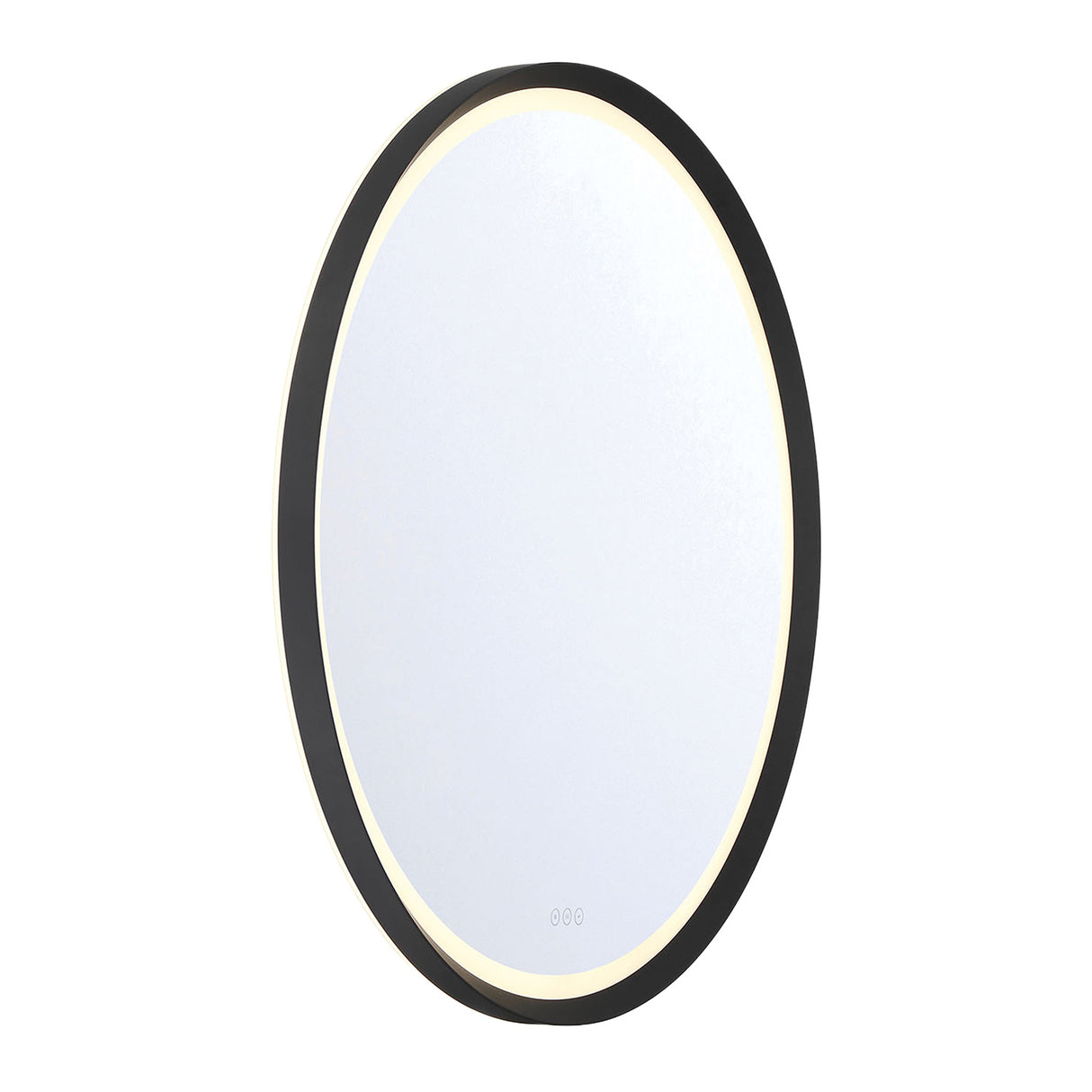 Norma Large LED Round Mirror 42" x 42", Brushed Black