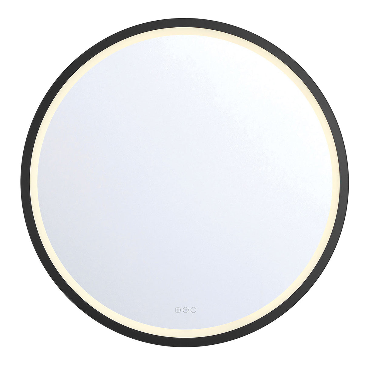 Norma Large LED Round Mirror 42" x 42", Brushed Black