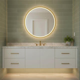 Norma Large LED Round Mirror 42" x 42", Brushed Brass