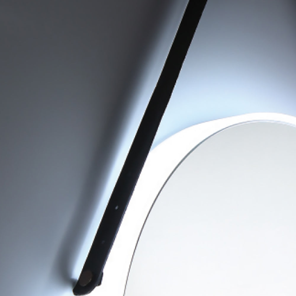 Merrison Round LED Mirror 24" x 24", Leather Strap