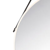 Merrison Round LED Mirror 24" x 24", Leather Strap