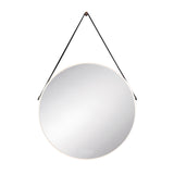 Merrison Round LED Mirror 24" x 24", Leather Strap