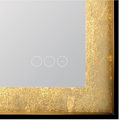 Oakdene LED Square Mirror 32" x 32", Brushed Black and Brass Foil