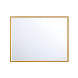 Mildred Large LED Rectangular Mirror 28" x 36", Brushed Brass