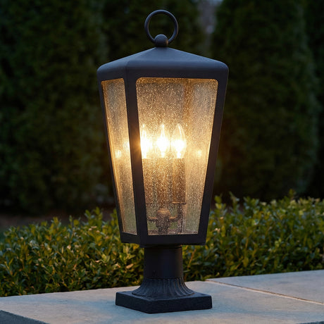 Barrett Outdoor Post Light, Textured Black for Traditional home with Black Stone
