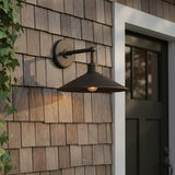 Artie Outdoor Wall Light, Medium Antique Bronze for Farmhouse home with Natural Wood Siding