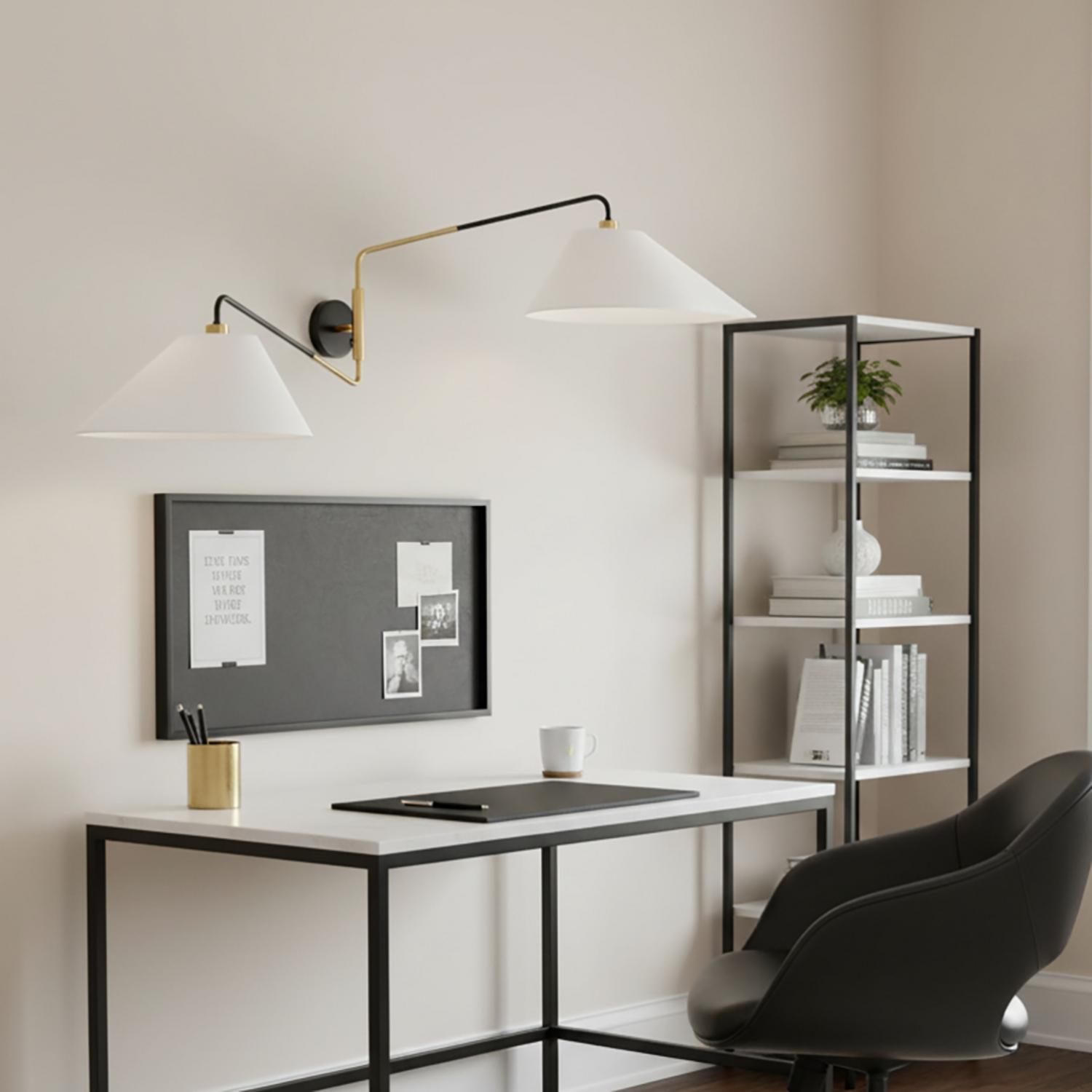 Kieran Double Swing Arm Extra Large Plug-In Wall Sconce, Urban