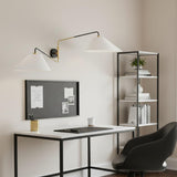 Kieran Double Swing Arm Sconce, Urban Bronze and Satin Brass