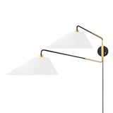 Kieran Double Swing Arm Sconce, Urban Bronze and Satin Brass