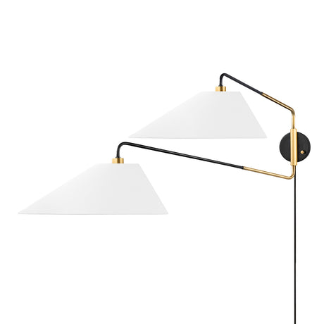 Kieran Double Swing Arm Sconce, Urban Bronze and Satin Brass