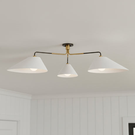 Kieran 3 Light Semi-Flush 72" for Modern home with White Shiplap