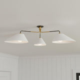 Kieran 3 Light Semi-Flush 72", Urban Bronze and Satin Brass
