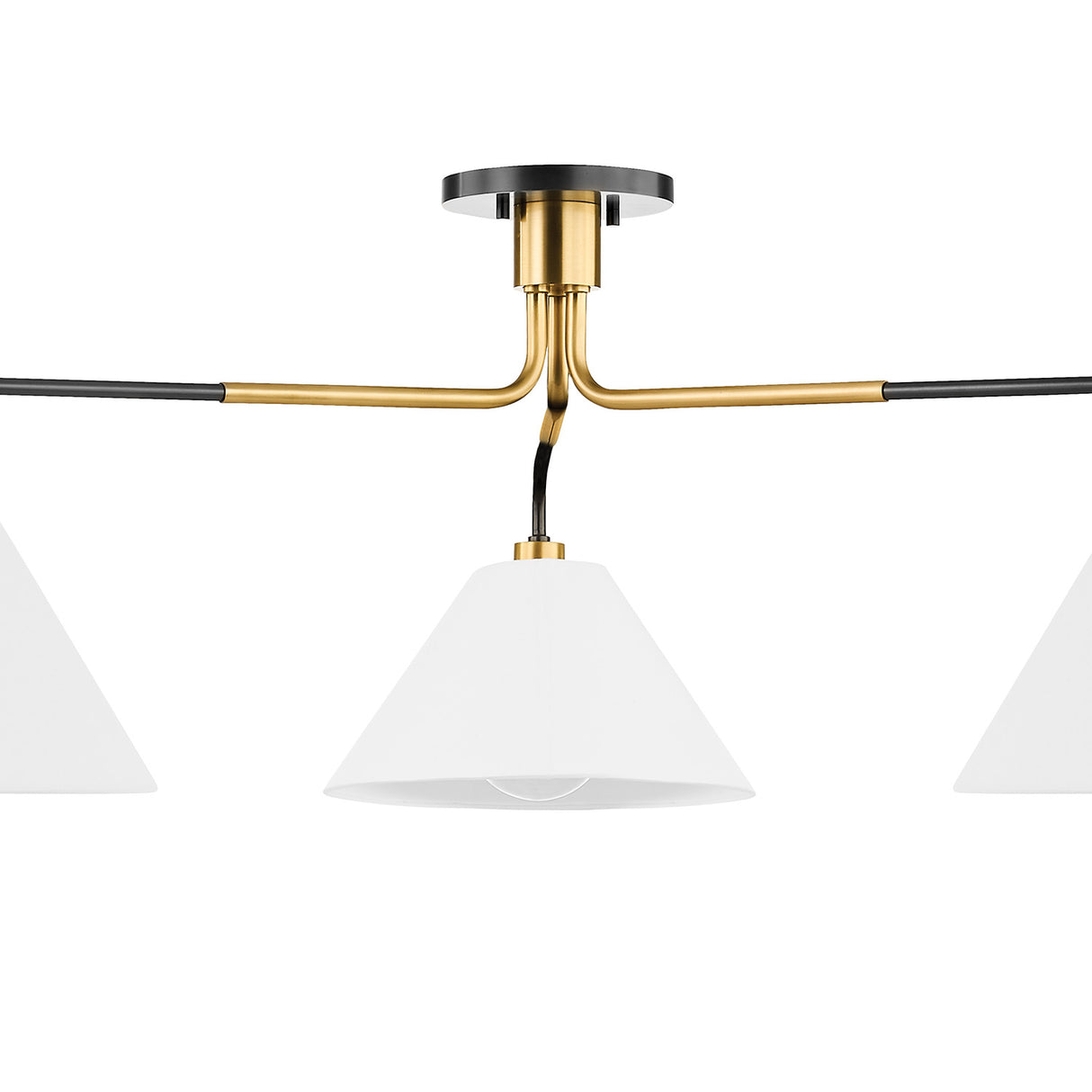 Kieran 3 Light Semi-Flush 72", Urban Bronze and Satin Brass
