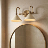 Fletcher 2 Light Vanity, Patina Brass and Soft Sand