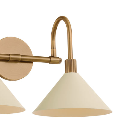 Fletcher 2 Light Vanity, Patina Brass and Soft Sand