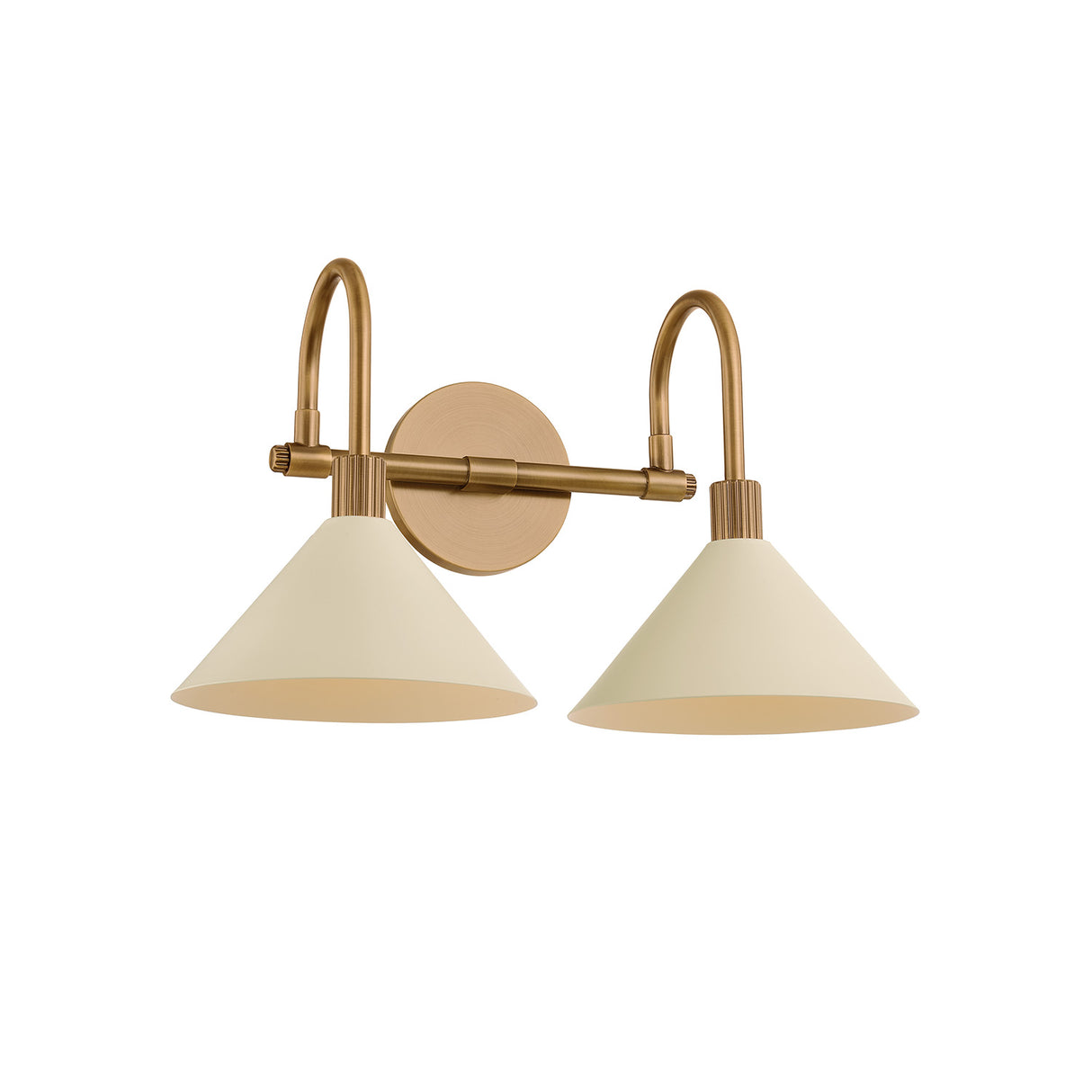 Fletcher 2 Light Vanity, Patina Brass and Soft Sand