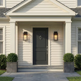 Durham Outdoor Wall Light, Medium 20" Textured Black for Modern Farmhouse home with White Siding