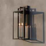 Durham Outdoor Wall Light, Large 25" Textured Black for Modern home with Gray Siding