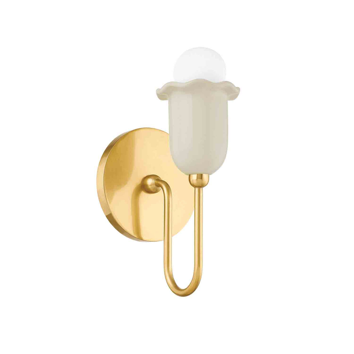 Adelaide Wall Sconce 9", Aged Brass and Antique Ivory Ceramic