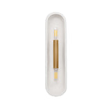Lorelei Wall Sconce 16", Patina Brass and White Crackle Ceramic