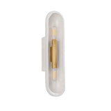 Lorelei Wall Sconce 16", Patina Brass and White Crackle Ceramic