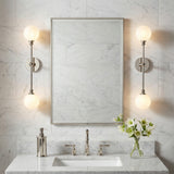 Olivia 2 Light Wall Sconce 24", Polished Nickel for Modern home with White Marble
