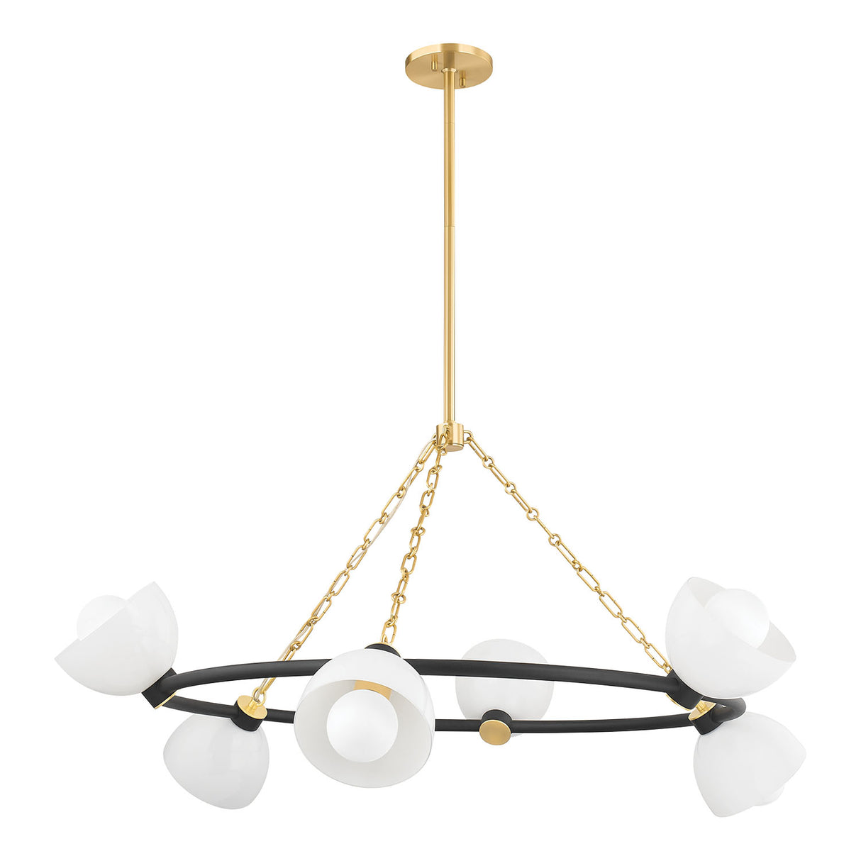 Penrose 6 Light Chandelier 43", Aged Brass and Textured Black