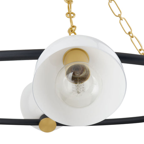 Penrose 6 Light Chandelier 43", Aged Brass and Textured Black