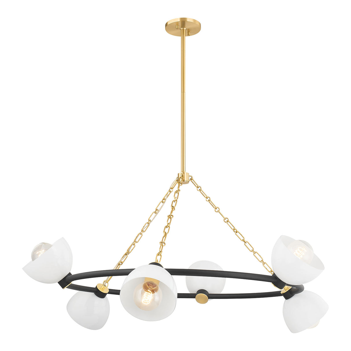 Penrose 6 Light Chandelier 43", Aged Brass and Textured Black