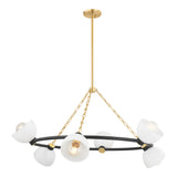 Penrose 6 Light Chandelier 43", Aged Brass and Textured Black