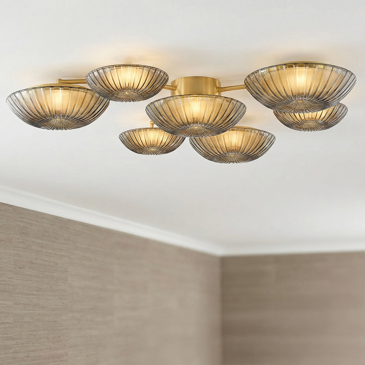 Gaia LED Flush Mount 52" for Modern home with Taupe Wallpaper